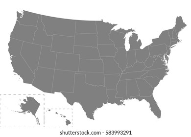 High quality map of USA with borders of the regions