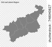 High Quality map of Usti nad Labem is a region of Czech republic, with borders of the districts