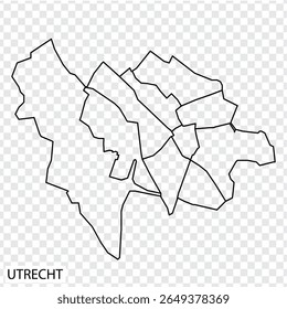 High Quality map of Utrecht is a city of  Netherlands, with borders of the districts. Map of Utrecht for your web site design, app, UI. EPS10.