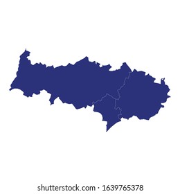 High Quality map of Val-d'Oise is a department of France, with borders of the arrondissement