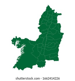 High Quality map of Valle del Cauca is a Department of Colombia with borders of the Municipalities