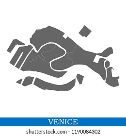 High Quality map of Venice is a city of Italy, with borders of districts