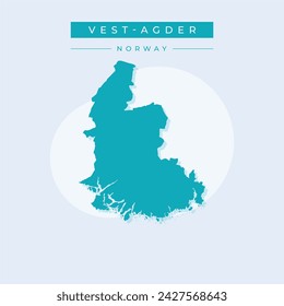 High Quality map of Vest-Agder County of Norway, with borders of municipality