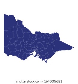 High Quality map of Victoria is a state of Australia, with borders of the Local government areas