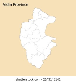 High Quality map of Vidin is a province of Bulgaria, with borders of the districts