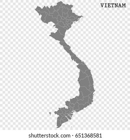 High quality map of Vietnam with borders of the regions or counties