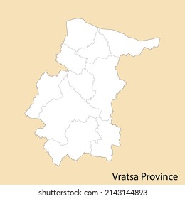 High Quality map of Vratsa is a province of Bulgaria, with borders of the districts