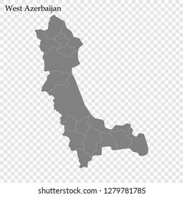 High Quality map of West Azerbaijan is  province of Iran, with borders of the municipalities