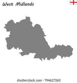 High Quality map of West Midlands is a ceremonial county of England