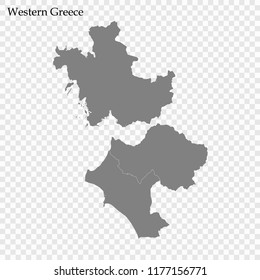 High Quality map of Western Greece is a region of Greece, with borders of the regional units
