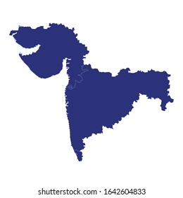 High Quality map Western region of India, with borders of the states