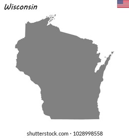 High Quality map of Wisconsin is a state of United States