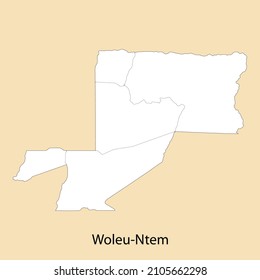 High Quality map of Woleu-Ntem is a region of Gabon, with borders of the districts