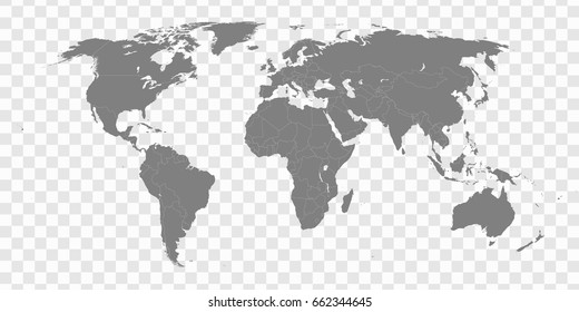 High quality map of the world with borders of the regions