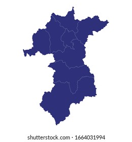 Mapa de alta calidad de Yala es una provincia de Tailandia, con fronteras de los distritos