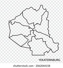 High Quality map of  Yekaterinburg is a city in  Russia, with borders of the regions. Map of Yekaterinburg for your web site design, app, UI. EPS10.