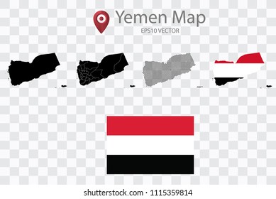 High quality map of Yemen with black dots and Flag map,on transparent background.Vector eps 10