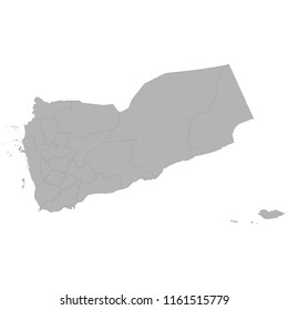 High quality map of Yemen with borders of the regions on white background
