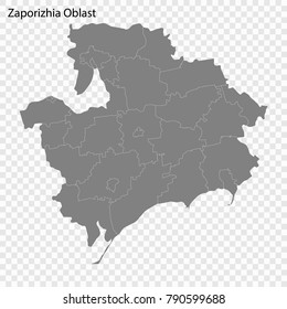 High Quality map of Zaporizhia Oblast is a province of Ukraine, with borders of the regions