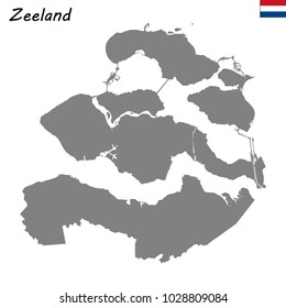 High Quality map of Zeeland is a province of Netherlands