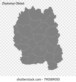 High Quality map of Zhytomyr Oblast is a province of Mexico, with borders of the regions