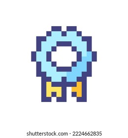 High quality mark pixelated RGB color ui icon. Best choice. Branded product. Simplistic filled 8bit graphic element. Retro style design for arcade, video game art. Editable vector isolated image