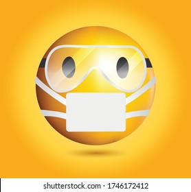 Download High Quality Mask Emoticon On Yellow Stock Vector Royalty Free 1746172412 PSD Mockup Templates