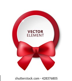 High Quality Modern Circular Color Label with a Bow on White Background. Vector Isolated Illustration.
