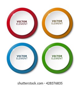 High Quality Modern Circular Color Labels on White Background. Vector Isolated Illustration.