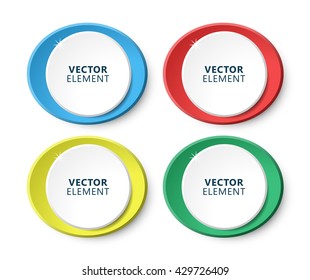 High Quality Modern Circular Color Labels on White Background. Vector Isolated Illustration.