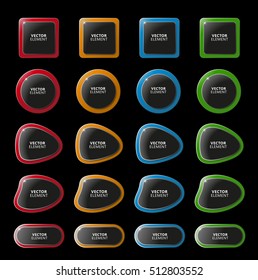 High Quality Modern Color Labels on Black Background. Vector Isolated Illustration.