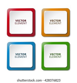 High Quality Modern Square Color Labels on White Background. Vector Isolated Illustration.