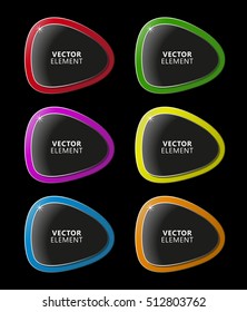 High Quality Modern Triangular Color Labels on Black Background. Vector Isolated Illustration.