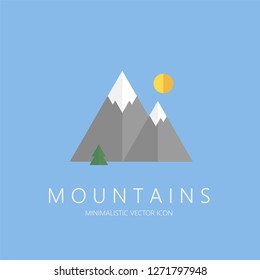 High quality mountains minimalictic vector flat illustration