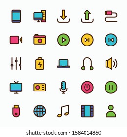 High quality multimedia filled line icons 