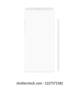 High quality new version of soft clean white elegant note smartphone with blank white screen. Realistic vector mockup tablet pad for visual ui app demonstration.