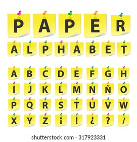 High Quality Note Paper Alphabet on White Background.