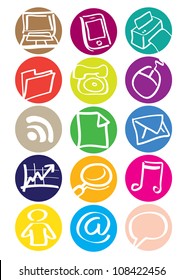 High quality office icons in different colors