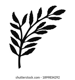 High quality olive branch vector icon - Branch black silhouette isolated on white background  