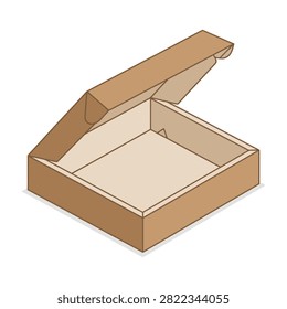 High quality open empty cardboard box isolated on white background. Perfect for shipping, retail packaging mockup, e-commerce, delivery, and storage concepts.