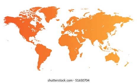 High quality orange vector map of the World.