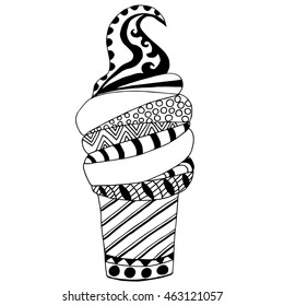 High quality original ice cream for coloring with many elements