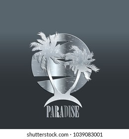 High quality original trendy vector steel logo of palms. Steel concept