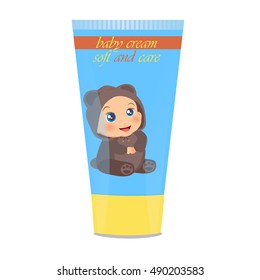 High quality original trendy vector Baby cream tube with kids design