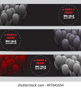 High quality original trendy vector Black Friday banners set with balloons