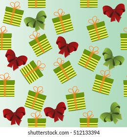 High quality original trendy vector seamless pattern with christmas gift box and bows
