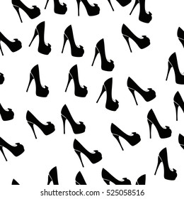 High quality original trendy vector seamless pattern with realistic ladies shoe.