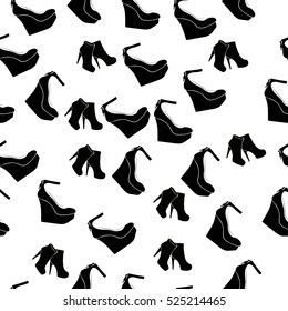 High quality original trendy vector seamless pattern with realistic ladies shoe.