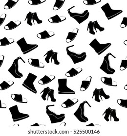 High quality original trendy vector seamless pattern with realistic ladies shoe.