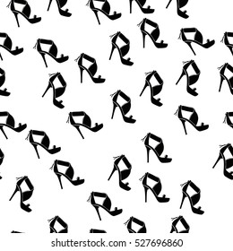 High quality original trendy vector seamless pattern with realistic ladies shoe.